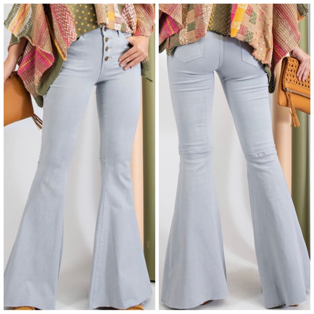 Gray Button Up Bell Bottoms -35" -Inseam - sku 9188